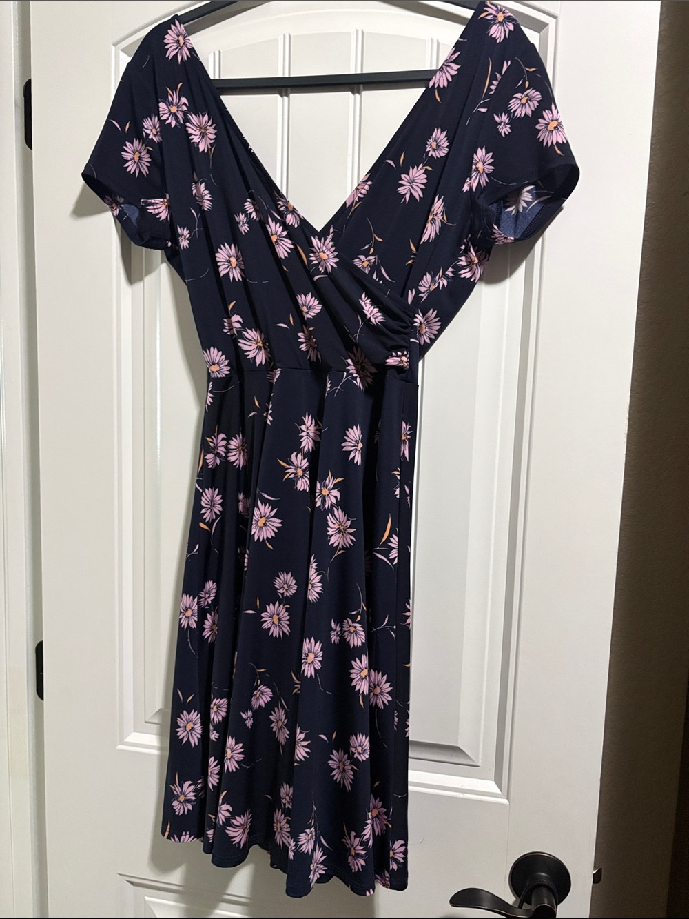 Kaileigh Navy Midi Dress with Pink Floral Print